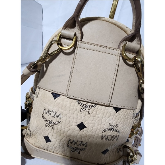 MCM Visetos Side Stud X-Mini Stark Backpack Beige - Picture 12 of 16